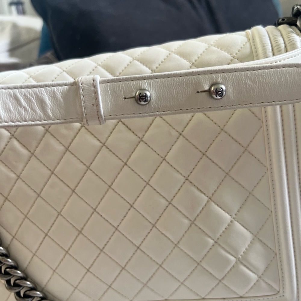 💯 Authentic Chanel Off White Cream XL Le Boy - Picture 12 of 14